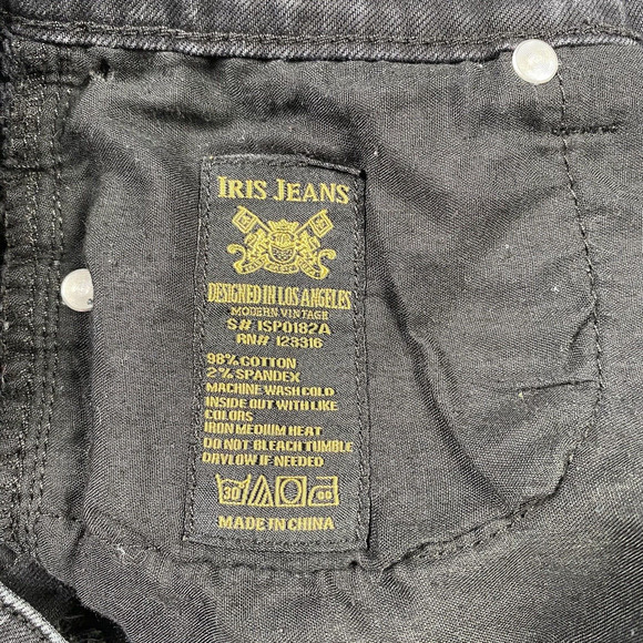 Iris Jeans Cut Off Shorts Modern Vintage Black Stone Washed Size Medium - Picture 9 of 10